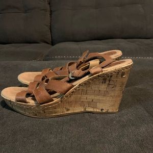 Brown wedge sandals